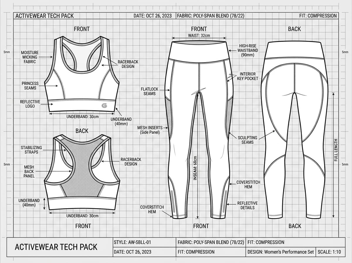 Activewear Tech Pack Template